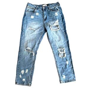 {Almost Famous}  SUPER HIGH RISE Flare Distressed Jeans